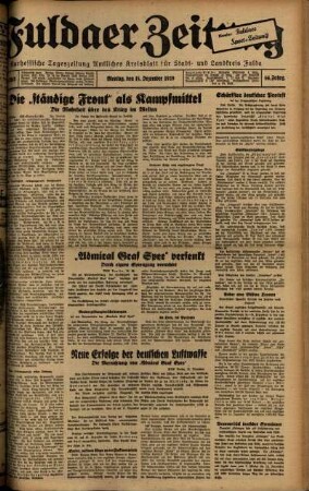 Ausgabe vom Montag, den 18. Dezember 1939.