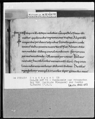 Passionale de Tempore — Initiale T(empore), Folio 158recto