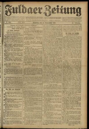 Erste Ausgabe vom Samstag, den 08. September 1917.