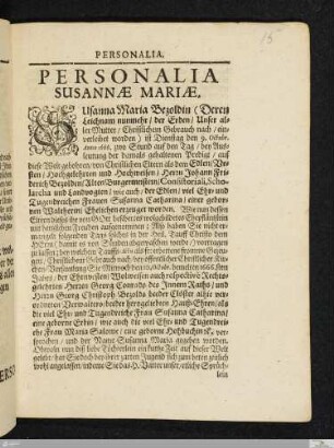 Personalia Susannæ Mariæ