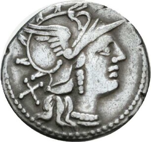 Denar des P. Paetus mit Darstellung der Dioskuren