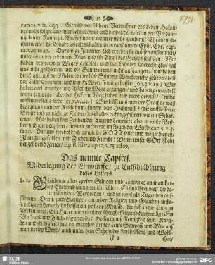 Das neunte Capitel. Widerlegung der Einwürffe, zu Entschuldigung dieses Lasters