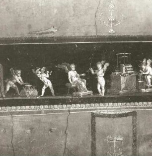 Pompeji. Haus der Vettier. Putten als Goldschmiede. Wandbild