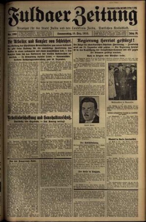 Erste Ausgabe vom Donnerstag, den 15. Dezember 1932.