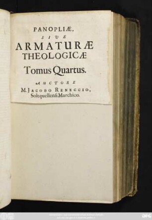 4: Panoplia, Id est Armatura Theologica : Duobus Libris, Quorum Prior Originem, Posterior Ordinem Dei Cognitionis clare aperit, methodice comprehensa, & sub quaestionum structura, ac responsionum censura accurate pertractata, ita, ut veritas solide astruatur, & falsitas e contrario valide destruatur; Et Omnia, Inprimis Roberti Bellarmini Putida Foetidaque Deliria Ac Mendacia, Quae In Tres Tomos congessit & digessit, nervose cum examinentur, tum refutentur ; Praefixae sunt Perpetuae totius Operis Tabulae, ex quibus Methodi cohaerentia ac convenientia innotescat ...