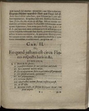 Cap. II. De Eo quod justum est circa Flores respectu Juris in Re.
