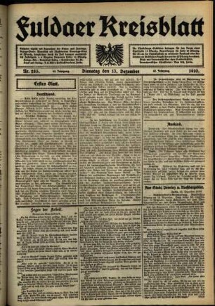 Erste Ausgabe vom Dienstag, den 13. Dezember 1910.