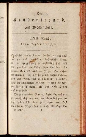 LXII. Stück, den 9. September 1776