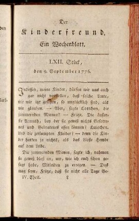 LXII. Stück, den 9. September 1776
