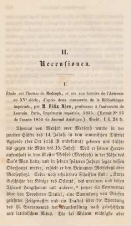446-449 [Rezension] Nève, Félix, Étude sur Thomas de Medzoph, et son histoire de l'Arménie au XVe siècle