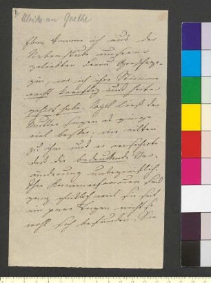 Brief von Pogwisch, Ulrike von an Goethe, Johann Wolfgang von