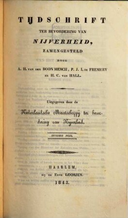 Tijdschrift ter bevordering van nijverheid, 7. 1843