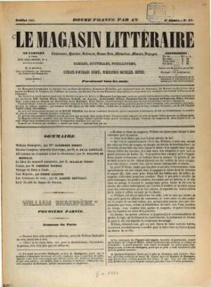 Le magasin littéraire : littérature, histoire, sciences, beaux-arts, mémoires, moers, voyages, .... 1844 = Jg. 4, Nr. 37 - 42 = Juli - Dez.
