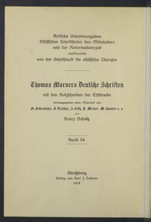 Thomas Murners deutsche Schriften