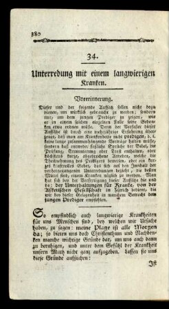 34. Unterredung mit einem langwierigen Kranken.