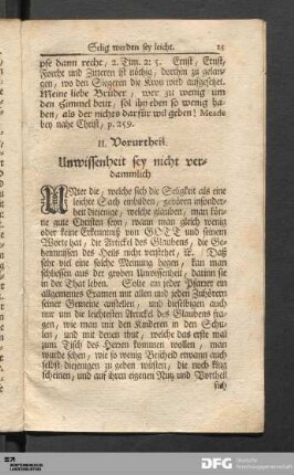 II. Vorurtheil. Unwissenheit sey nicht verdammlich.