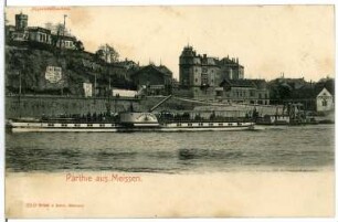 Meißen. Cölln, Jägerschlößchen, Elbe mit Dampfer