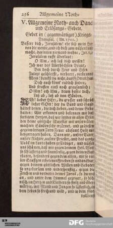 Allgemeine Noth- und Danck-Gebete.