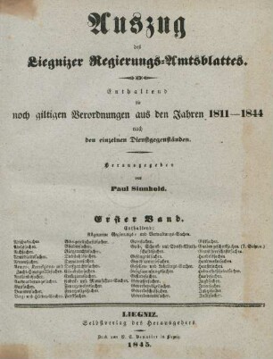 1.1811/44: Auszug des Liegnitzer Regierungs-Amtsblattes