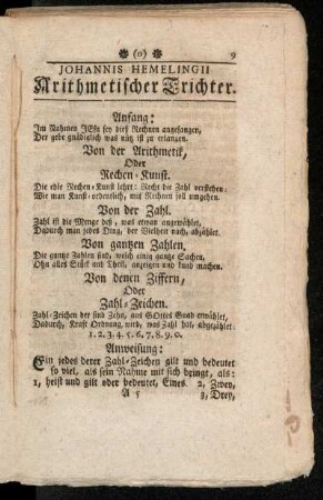 Von der Arithmetik, oder Rechen-Kunst.