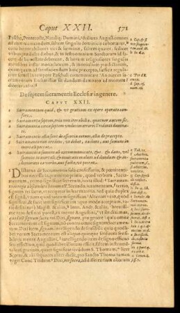 De septem sacramentis ecclesiae in genere. Caput XXII.