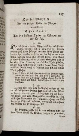 Dritter Abschnitt. Von den flüssigen Theilen der Pflanze.