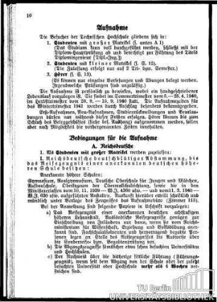 Aufnahmebedingungen