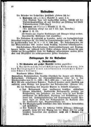 Aufnahmebedingungen