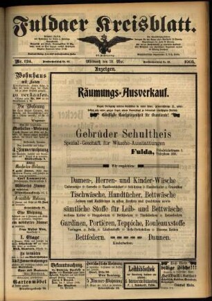 Zweite Ausgabe vom Mittwoch, den 31. Mai 1905.