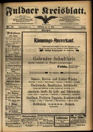 Zweite Ausgabe vom Mittwoch, den 31. Mai 1905.