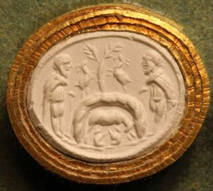 Romulus und Remus in der Höhle des Mars (Daktyliothek, Zweites Historisches Tausend)