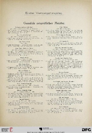 Erster Versteigerungstag: Gemälde neuzeitlicher Meister (Nr. 1-260)