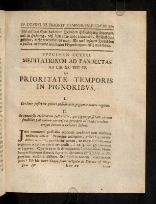 769-778, Sp. 231. De Prioritate temporis in pignoribus