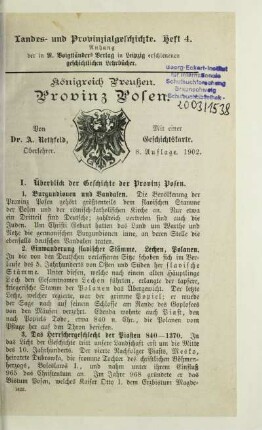 H. 4: Provinz Posen : mit einer Geschichtskarte
