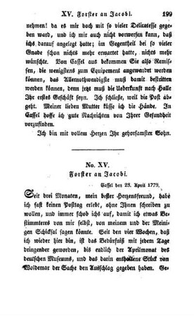 No. XV. Forster an Jacobi