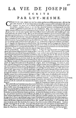 La Vie De Joseph Ecrite Par Luy-Mesme