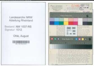 Entnazifizierung August Ohle , geb. 10.12.1902 (Tierarzt)