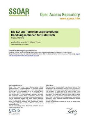 Die EU und Terrorismusbekämpfung: Handlungsoptionen für Österreich