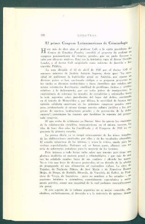 El primer Congreso Latinoamericano de Criminología