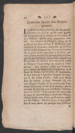 Quatriéme Epoque sous Fréderic premier