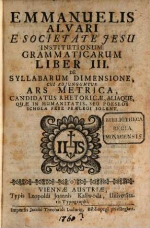 Institutiones grammaticae : Liber III.