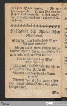 Auslegung deß Apostolischen Glaubens.