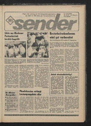 Betriebszeitung 'WF-Sender', Nr.22/1984 (5. Juniausgabe 1984)