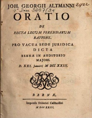 Oratio de recta legum ferendarum ratione
