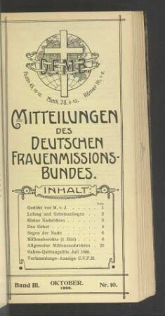 Band III. Oktober. 1909. Nr. 10
