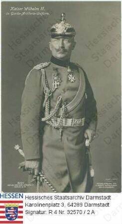 Wilhelm II. Kaiser Deutsches Reich (1859-1941) / Porträt in Uniform des Garde-Füsilier-Regiments, stehend, Kniestück