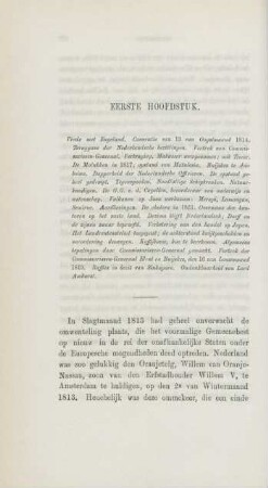 Eerste hoofdstuk. Vrede met Engeland. Conventie van 13 van Oogstmaand 1814 ...