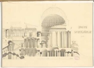 Erweiterung der Museumsinsel, Berlin Schinkelwettbewerb 1882: Museum für Nachklassische Kunst. Schnitt Ost-West, 1:125