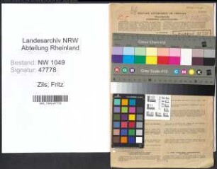 Entnazifizierung Fritz Zils , geb. 12.09.1894 (Finanzangestellter)