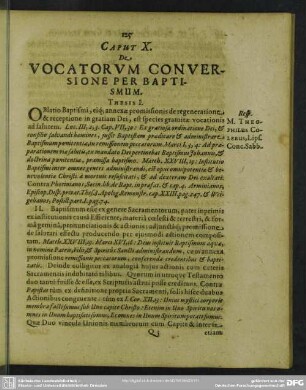 Caput X. De Vocatorum Conversione Per Baptismum